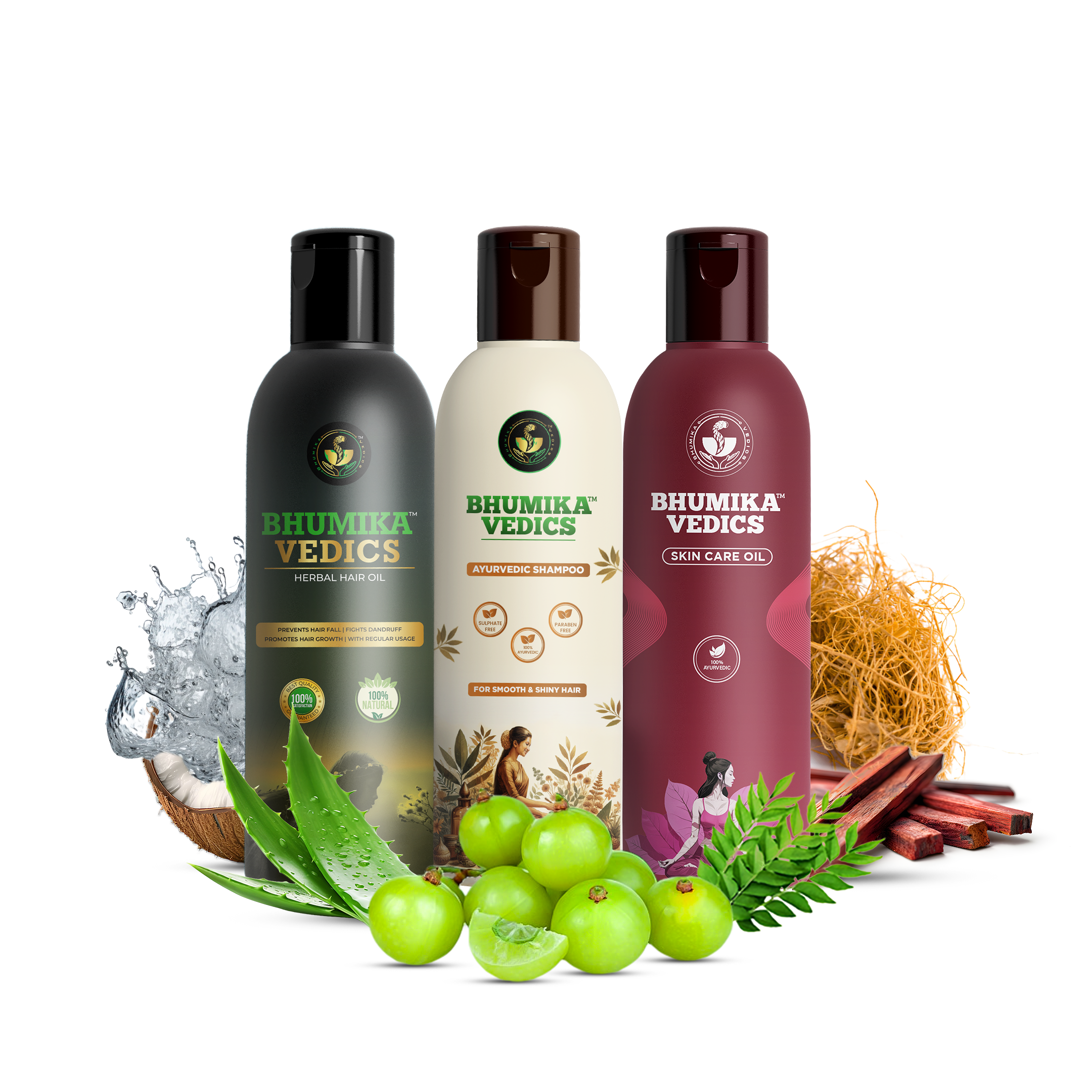 Hair oil + Shampoo + Skin care oil combo