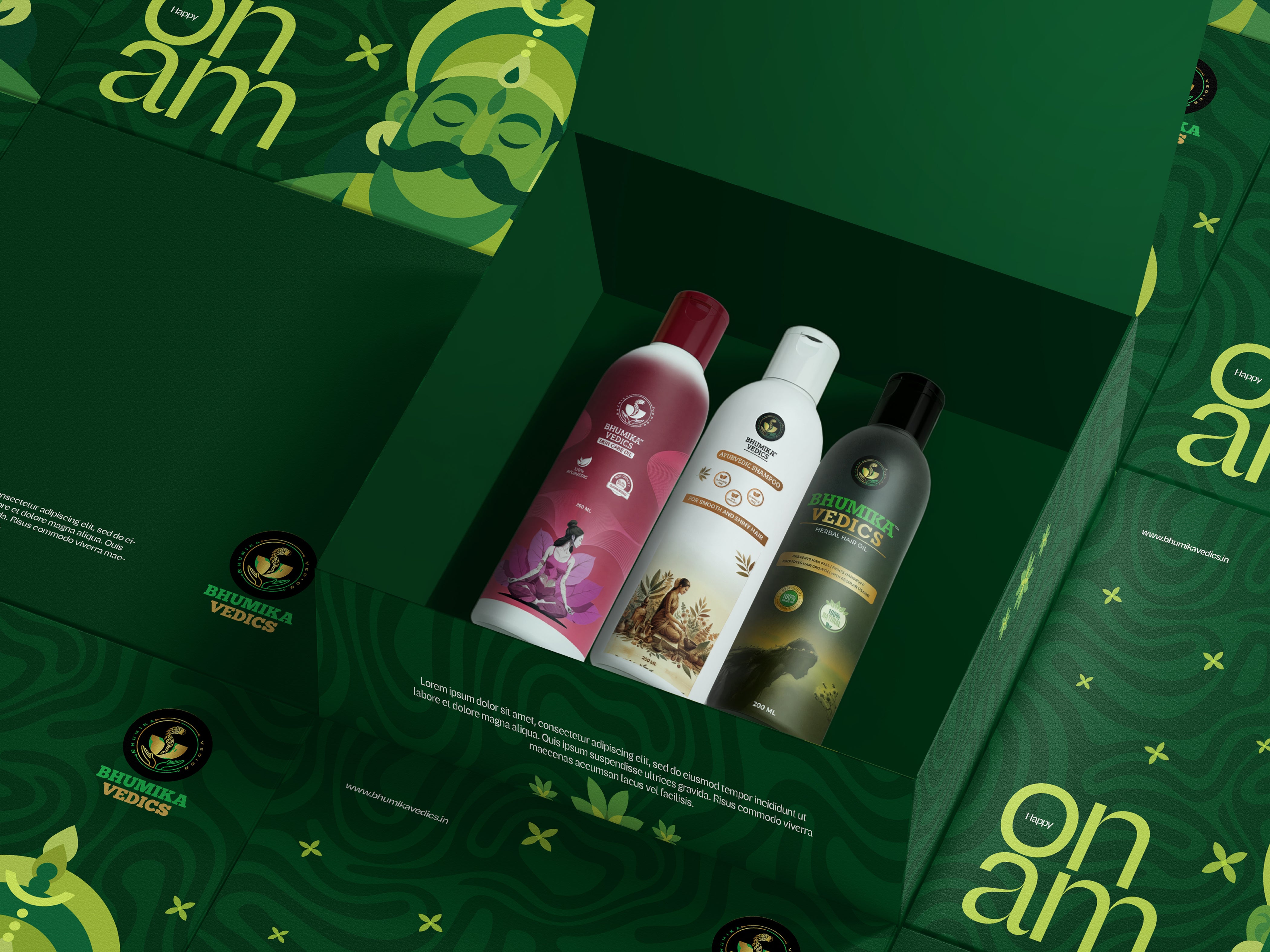 Bhumika Vedics Onam Gift Hamper ( Hair Oil + Skin Care Oil + Shampoo )