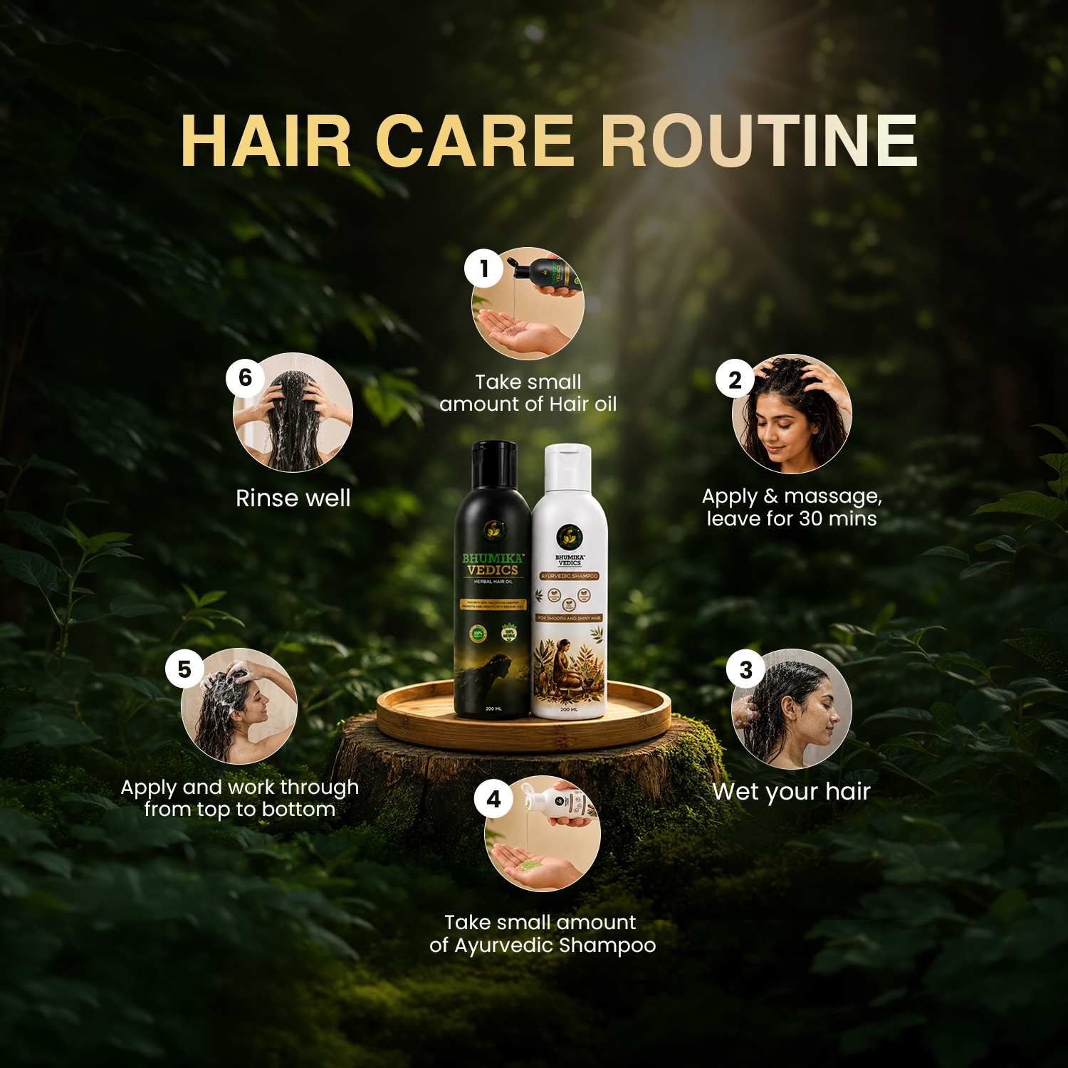 Ayurvedic Shampoo and Herbal Hair Oil Combo