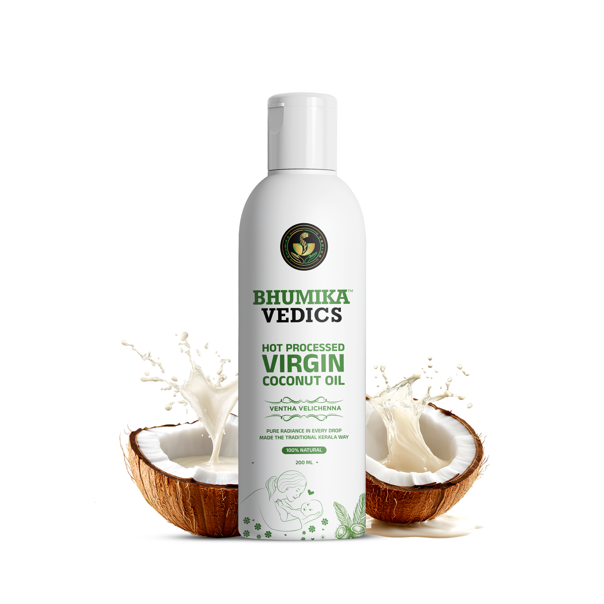 Pure Kerala Ventha Velichenna 200ml, traditional hot-processed virgin coconut oil for babies